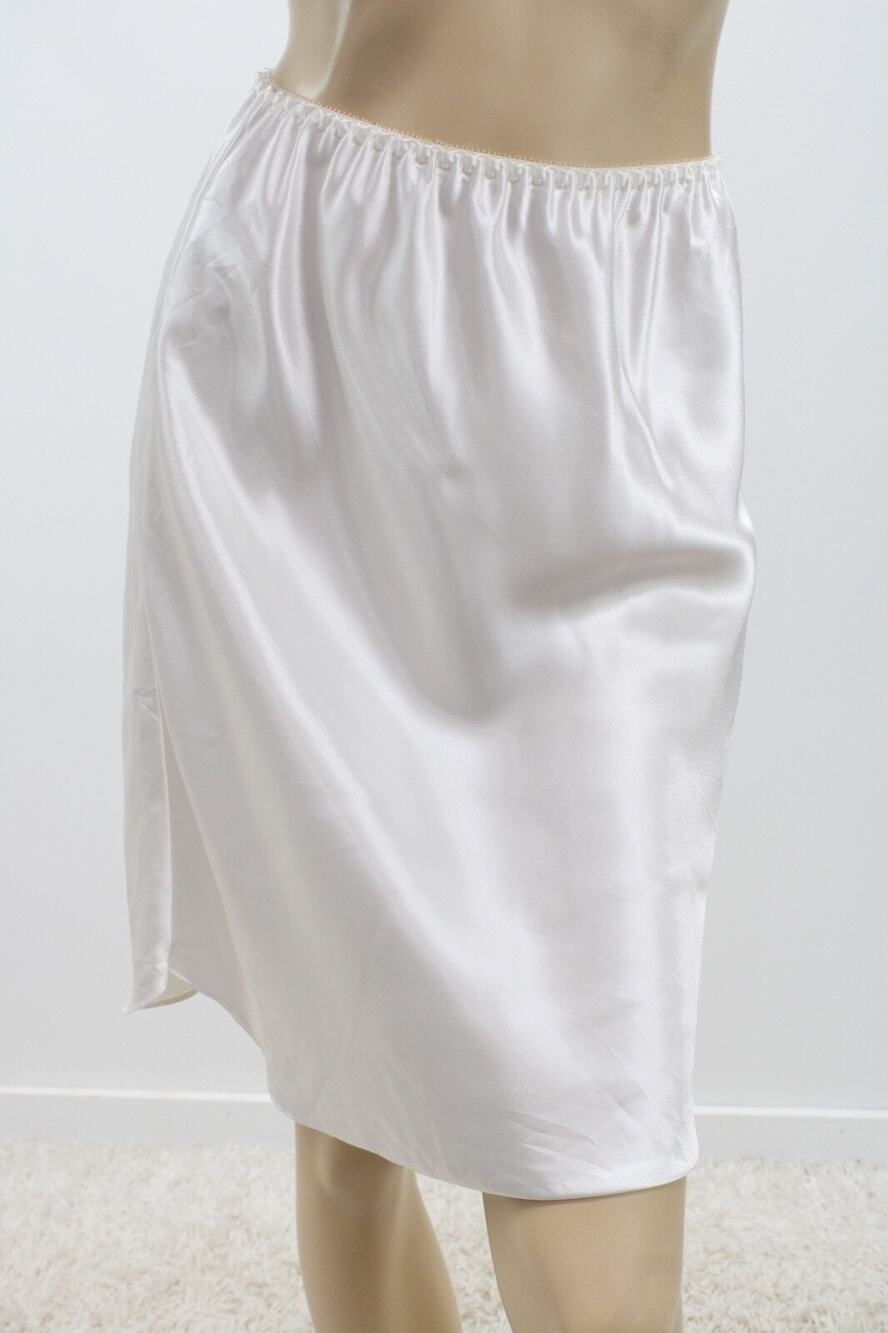 Vintage Farr West Half Slip sz S White Glossy Shiny soft Satin USA EUC